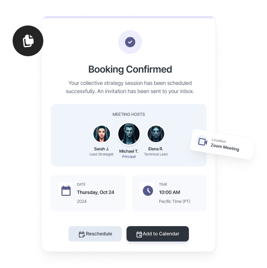 One booking link confirms everyone