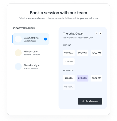 Create team booking flows
